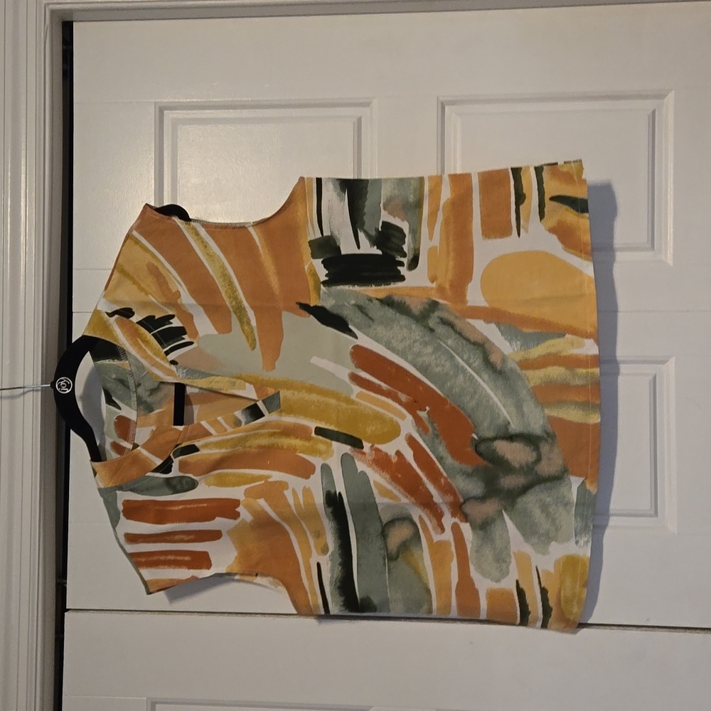 Brush Print Notched Neck Blouse - Picture 2 of 9